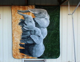 Elephant Elehants Africa Queen Size Blanket - £46.19 GBP