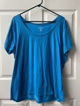 Mix and Company T Shirt Womens Plus Size 3X Teal Blue Cotton Pullover Round Neck - £7.69 GBP