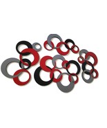 Razzy Red &amp; Silver Circles Wall Art, Modern Circle Wall Hangings, 60x36 ... - $445.49
