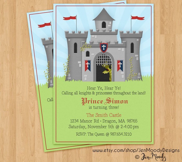 Knight Prince Birthday Invitation, Castle Party Invite - Digital, Customizable - $8.00
