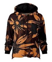 $90 Lily Black &amp; Brown Sunflower Floral Chest-Pocket Hoodie Black Size S... - £11.50 GBP