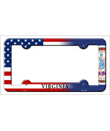 Virginia|American Flag Novelty Metal License Plate Frame LPF-485 - £15.14 GBP