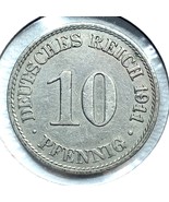 1911 A German Empire 10 Pfennig Coin - £6.69 GBP
