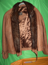Vintage Retro DiMitri Couture Brown Leather Fur Trim Jacket - £95.54 GBP