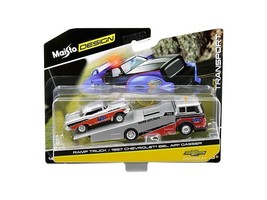 1957 Chevrolet Bel Air Gasser #786 Silver and Red with Ramp Tow Truck &quot;Elite Tr - £22.55 GBP