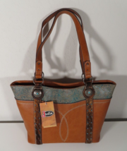 Justin Boots Womens Leather Purse Concealed Carry Brown Turquoise Rodeo Western - £38.88 GBP