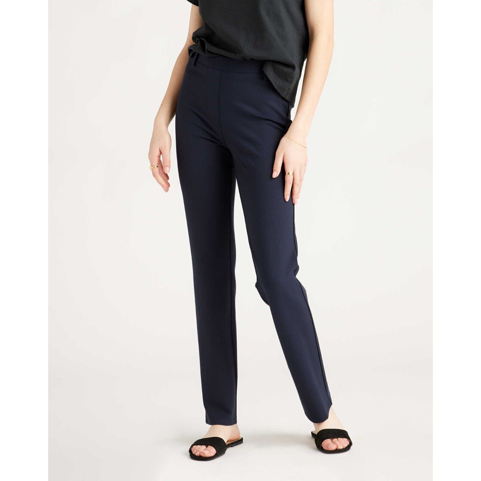 Primary image for Quince Womens Ultra-Stretch Ponte Straight Leg Pant Pull On Navy Blue XL Petite