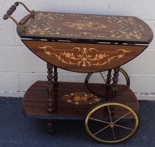 Gorgeous Wooden Tea Cart – Beautifully Inlaid Marquetry – Vgc – Made In Italy - £316.53 GBP