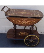Gorgeous Wooden Tea Cart – BEAUTIFULLY INLAID MARQUETRY – VGC – MADE IN ... - £309.60 GBP