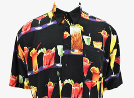 Monticerutti Cocktails Print Hawaiian Shirt Mens Large - £23.35 GBP