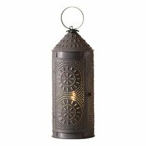 Chimney Lantern Light in Kettle Black Tin 18 inch tall image 3