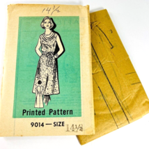 Vintage Mail Order Sewing Printed Pattern Dress Sz 14.5 Factory Folded 9014 - $19.99