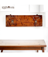 Rustic Coat Rack Solid Wood Brass Hooks Coat Stand Decor - $56.76