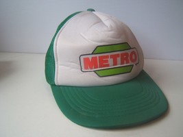 Vintage  Metro Hat Green White Snapback Trucker Cap - £12.05 GBP