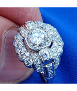Original EARTH MINED DIAMOND Art DECO Engagement Statement RING Antique ... - $18,045.25