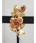 Vtg 1940&#39;s Krementz Signed Two Tone Gold Filled Rose Roses Brooch Pin 2.... - $978.25 MXN