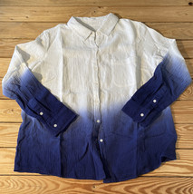 Candace Cameron bure NWOT Women’s dip dye button Front shirt size M blue x8 - £15.85 GBP