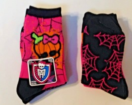 Mattel Monster High Crew Socks 2 Pair Adult Womens Sz 9-11 Orange Pink New w/Tag - £5.97 GBP