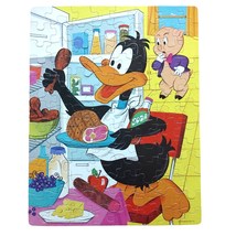 Daffy Duck Refrigerator Raid Large 100 Pc Puzzle 14x18 Whitman 1974 Looney Tunes - $19.79