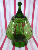 Lovely Mid Century Empoli Glass Circus Tent  11&quot; Apothecary or Candy Jar... - $67.32