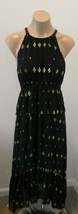 A.L.C. Rosa Silk Blend Black &amp; Gold Asymmetrical Empire Waist Dress - Si... - £127.59 GBP