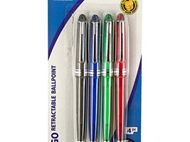 Retractable Black Color Ball Point Pens Set - 4 Pens - $5.89