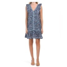 Lucky Brand Crochet Ruffle Sleeveless Dress Womens S Blue Floral Boho Cotton NEW - £31.00 GBP
