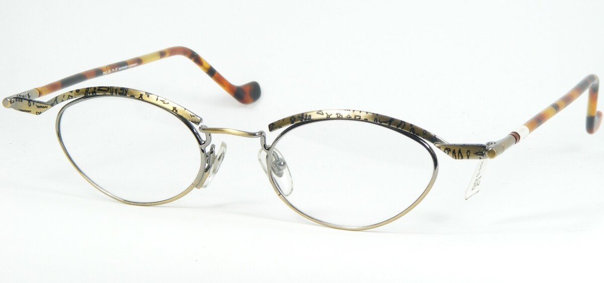Vintage TLH MOD 63 Y1 AT ANTIQUE GOLD /BLACK EYEGLASSES GLASSES 44-17-150mm - $142.18