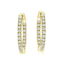 2.00 Ct Round Diamond Yellow Gold Plated 4-Prong Set Hoop Earrings Summer sale - £58.90 GBP