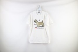 Vintage 90s Streetwear Womens Size XL Spell Out Cairn Terrier Dog T-Shirt White - £31.54 GBP