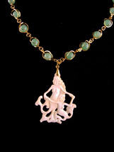 Exotic Carved Mermaid necklace - Faux jade - statement jewelry - nautica... - $135.00