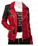 New Handmade Women&#39;s Red Contrast Stitching Genuine Cowhide Leather Jack... - $189.99