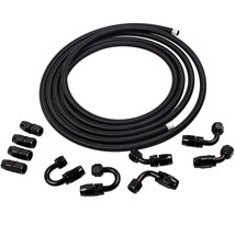 An8 -8an Stainless Steel Braided Oil Fuel Line Hose+fitting Hose End Ada... - £100.45 GBP