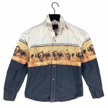 Roper Western Shirt Boys Snap Button Size Medium Youth Pearl Cowboy Prin... - $29.70