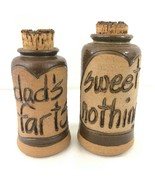 x2 Stoneware Cork Top Bottles Dad&#39;s Farts &amp; Sweet Nothings - £38.87 GBP