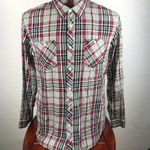 Billabong Casual Dress Shirt XL Red/Gray Strip Pattern - $35.63