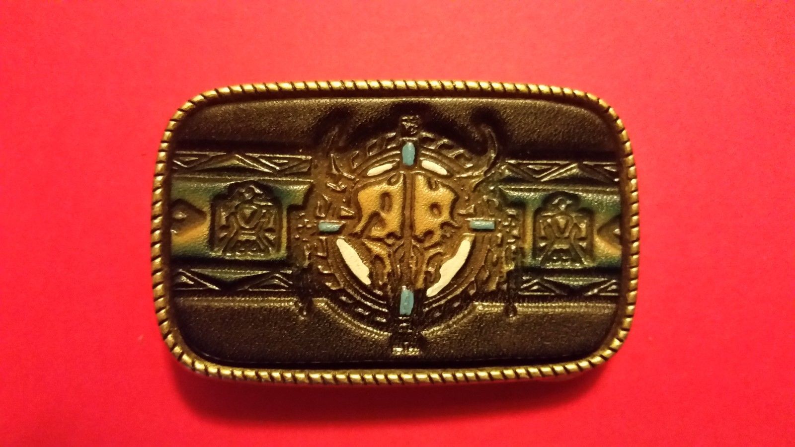 VINTAGE STEER HEAD  Genuine Leather Leather Buckle  Made in USA - New - $9.85