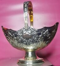 Vintage Silver-Plated Goldwashed Interior Handled Basket - $37.46 CAD
