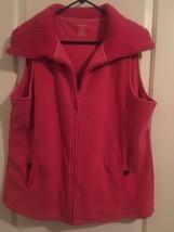 Lands End Women&#39;s Vest Pink Collared Zip Up Size XL - £30.84 GBP