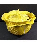 Secla Yellow Cabbage Leaf Soup Tureen with Lid Made in Portugal Vintage - $60.79 CAD