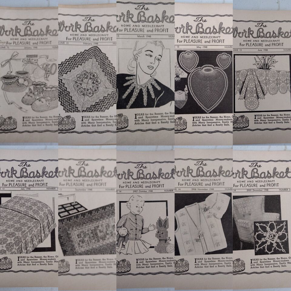 1948 Volume 13-14 (11 total) The Workbasket Home &amp; Needlecraft  Booklets - $2.97