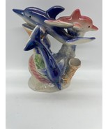 Vintage Ceramic Lusterware 3 Dolphins  toothpick holder - £19.29 GBP