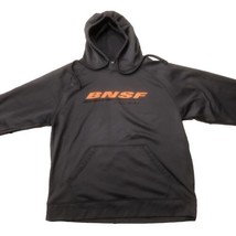 BNSF Burlington Northern Santa Fe Logo Pullover Hoodie Sweatshirt Gray Orange Lg - $37.99