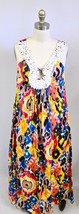 KAS New York Women&#39;s S Heavy Beaded Neck Brightly Colored Boho Cruise Dress NWOT - £23.49 GBP