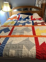 Quilt Scottie Dog Hand Stitched Coverlet Colorful Nice 65”X 72” Great Quilting - $203.93