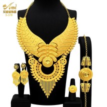 ANIID Indian Big Plated Gold Jewelry Women Necklace Sets Dubai African Party Bri - £45.27 GBP