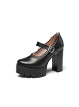 Concise Ladies Pumps Mary Janes Platforms Lace Party Buckle Strap Round Toe Chun - £59.12 GBP
