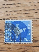 India Stamp Map of India 25np Used 312 Heavy Circular Cancel - $1.35 CAD