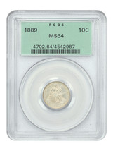 1889 10C PCGS MS64 (OGH) - £467.55 GBP