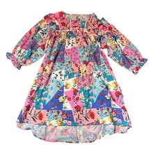 Umgee Dress Womens Large Multicolor Boho Patchwork Floral Long Sleeve A-... - $19.99